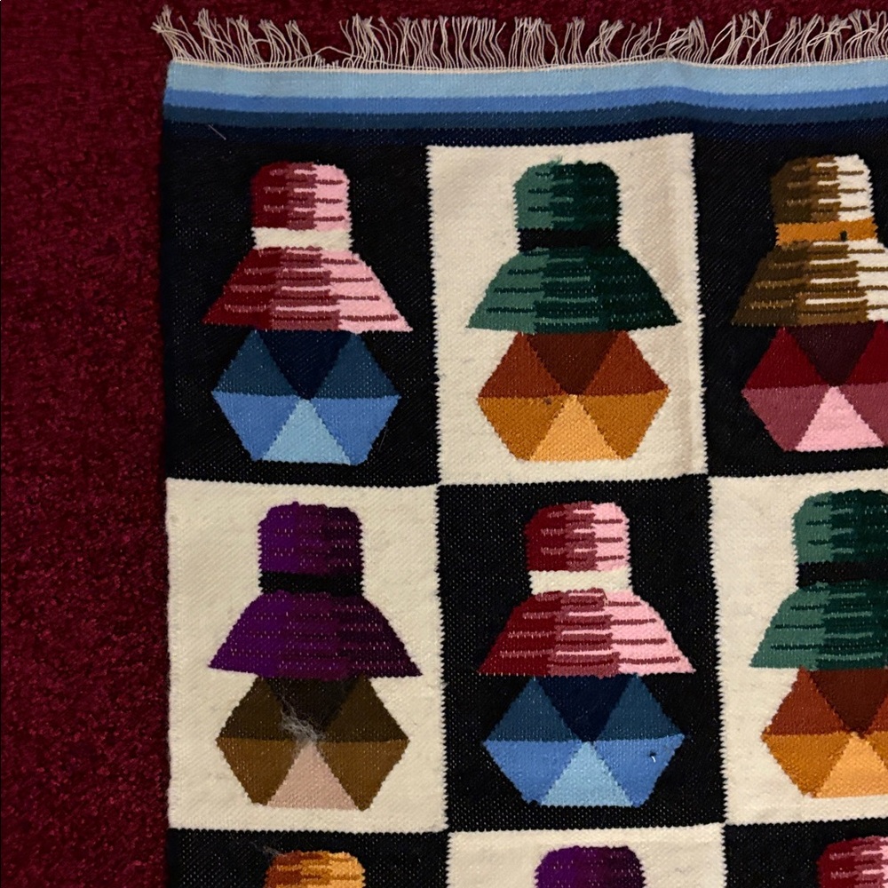 Peruvian Wool Colorful Geometric Patterned Rug - Picture 4 of 9